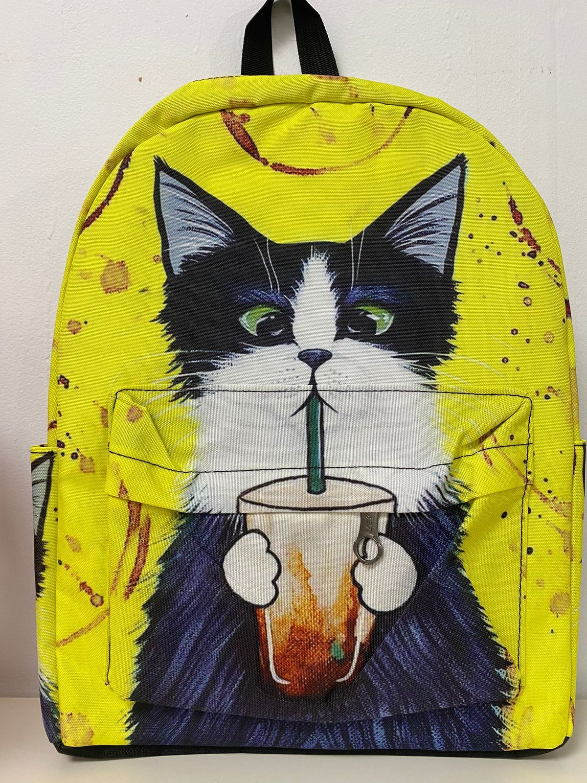 SIPPING CAT PRINT BACKPACK