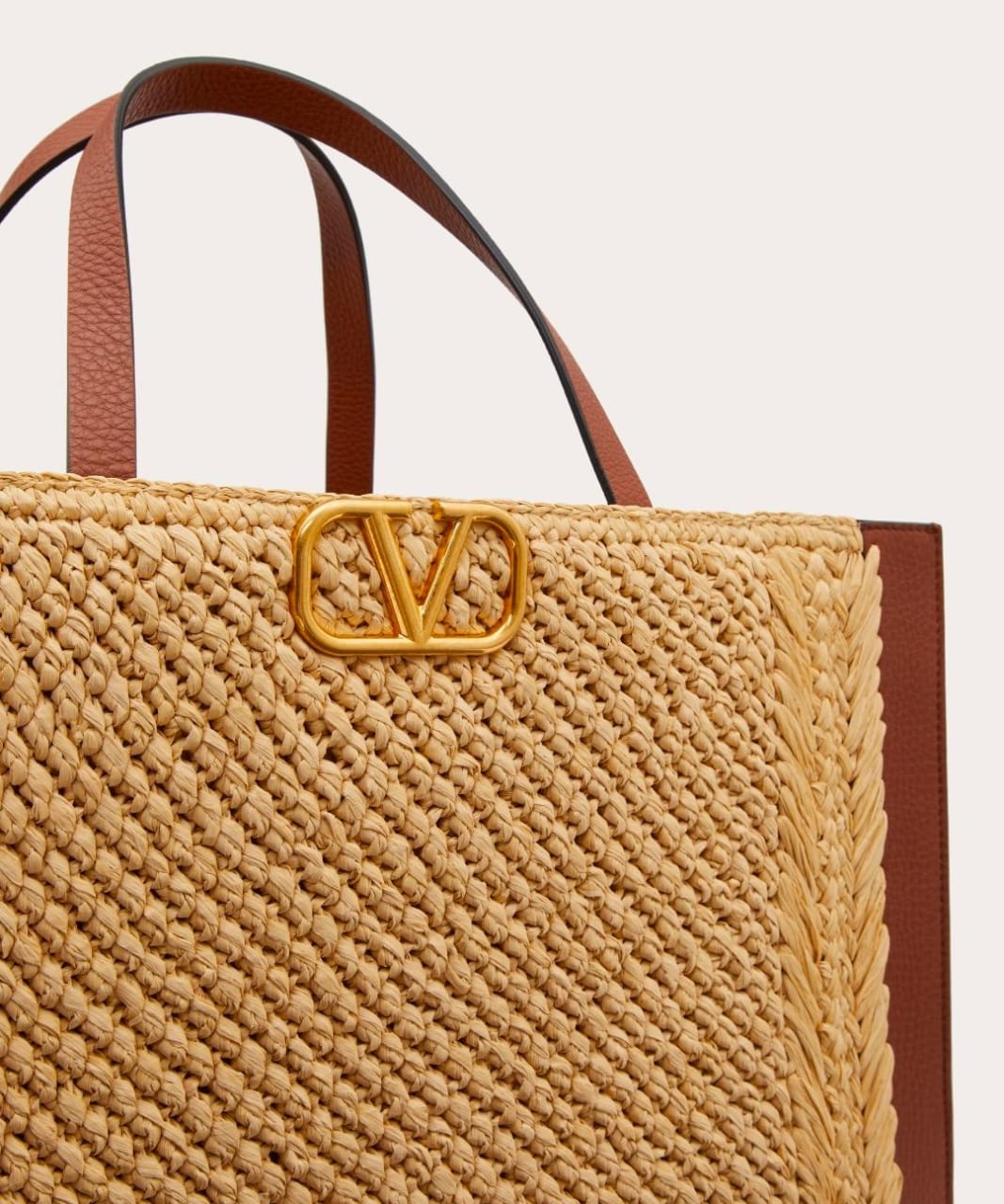 V LOGO RAFFIA TOTE BAG