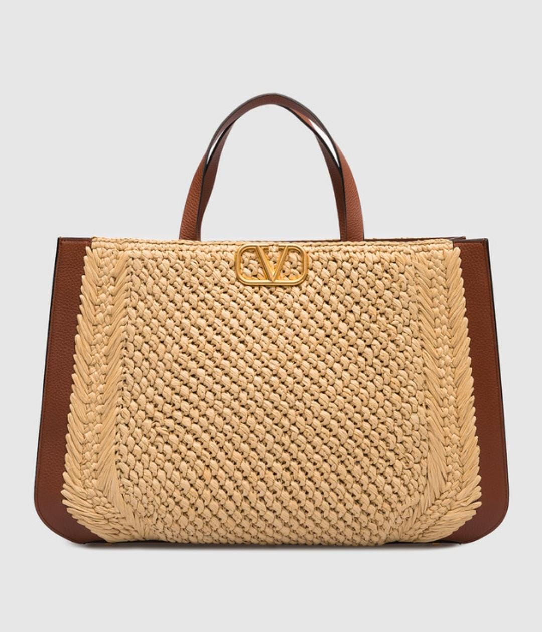 V LOGO RAFFIA TOTE BAG