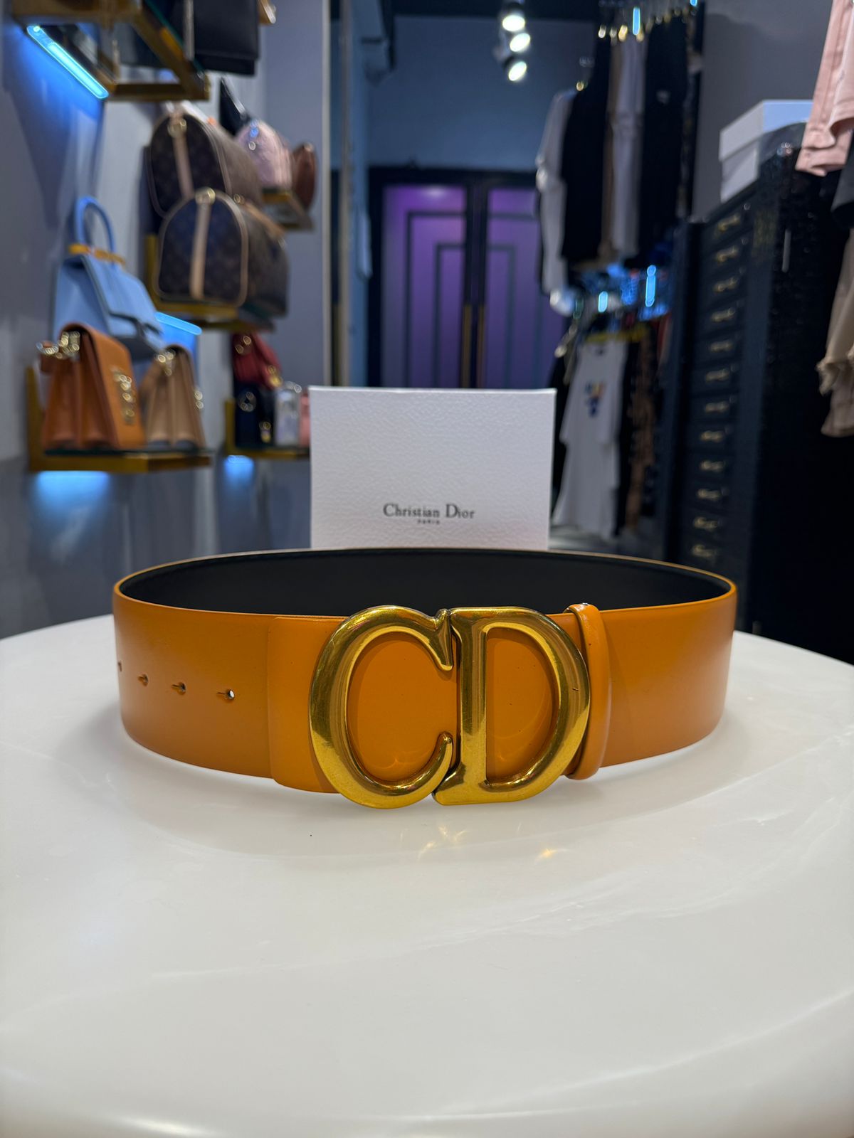 COGNAC LEATHER WAIST BELT