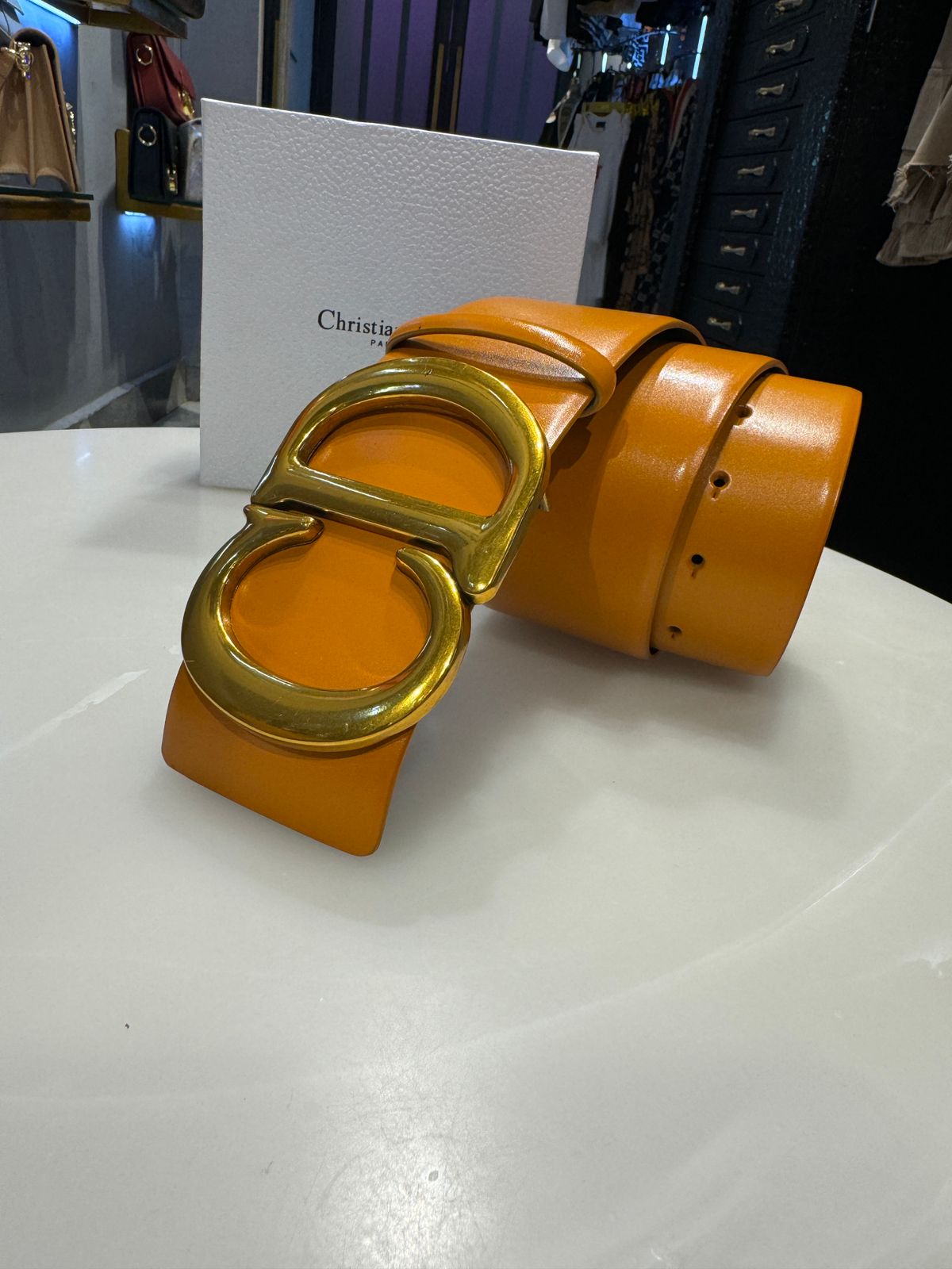 COGNAC LEATHER WAIST BELT