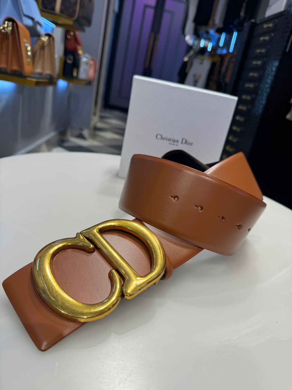 COGNAC LEATHER WAIST BELT