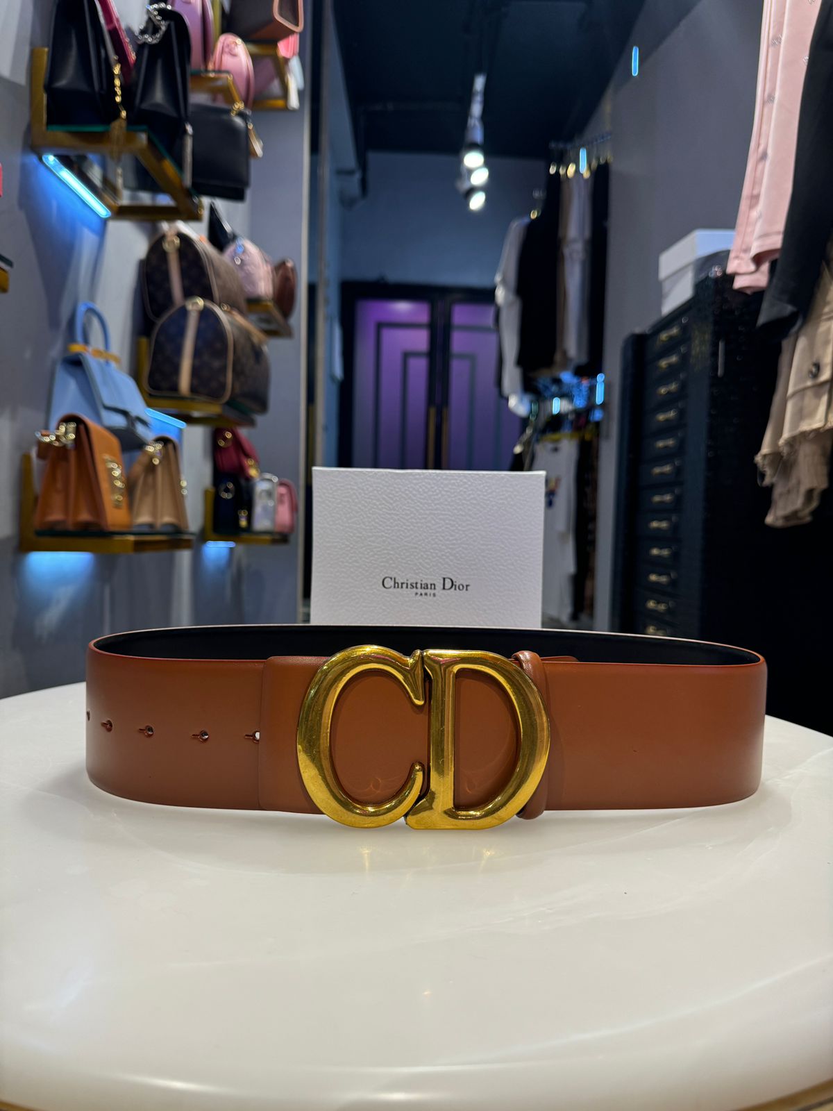 COGNAC LEATHER WAIST BELT