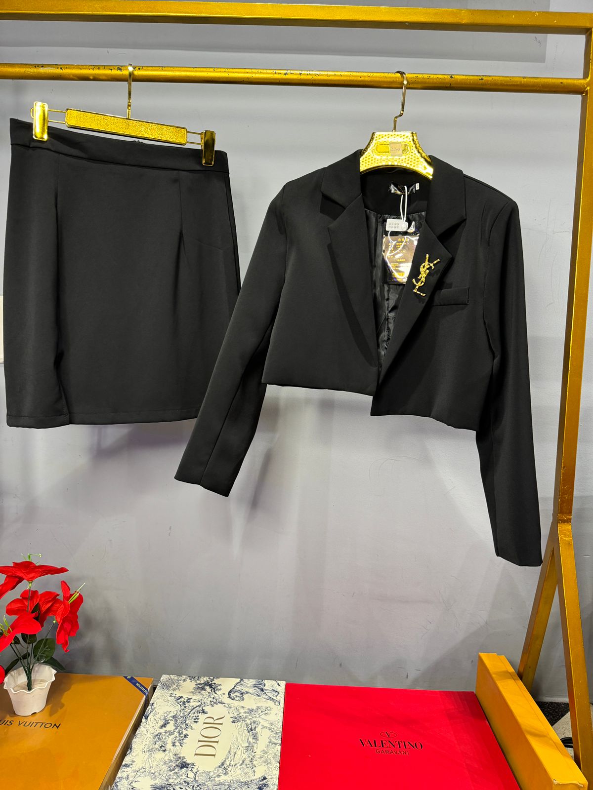 YSL SKIRT SET WITH BROOCH