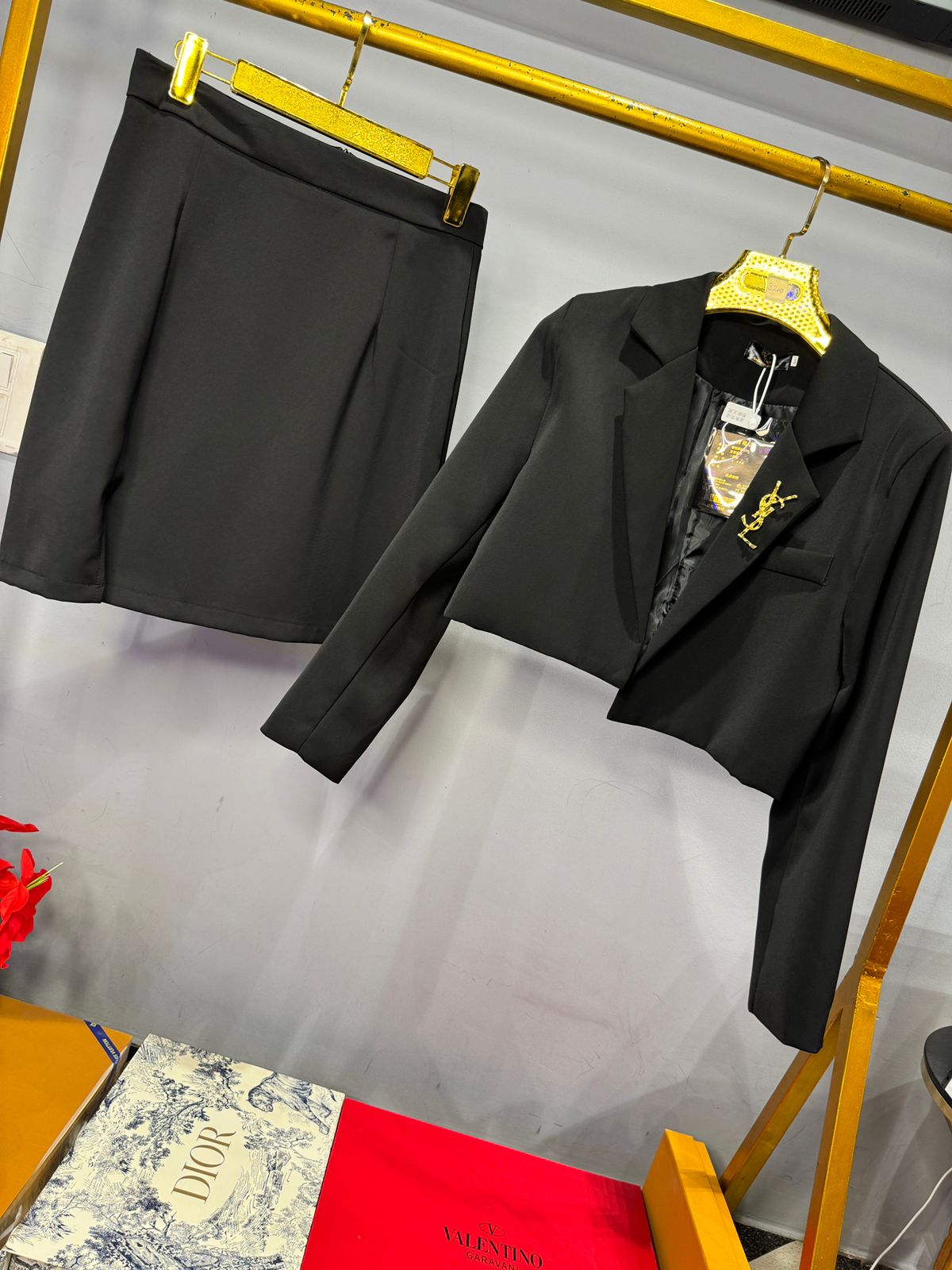 YSL SKIRT SET WITH BROOCH